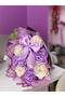 11-Piece Lilac White Satin Rose Bouquet with Ribbon, Non-Fading Flower, Gift Bouquet for Lover & Mother - 3