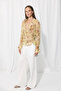 İz Kolekzyon Eco Print Rayon Chiffon Shirt - Beige - 6