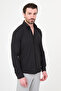 Striped Slim Fit Stand Collar Long Sleeve Men's Shirt Black - 27152.26Y - 4