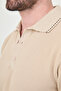 Patterned Slim Fit Polo Collar Buttoned Men's Knitwear T-Shirt Beige - 11595.26Y - 2