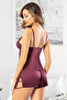 Strappy Plum Lace Slit Shorts Pajama Set - 2