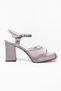 Women's Square Toe 8.5 cm Anthracite Satin Platform Heeled Shoes - 4