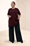 68507 Large Size Long Slim Modal T-Shirt - Burgundy - 4