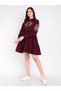 Maroon Cotton Poplin Shirt Mini Dress - 4