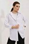 Women's Oversize Striped Cotton White Shirt - 2