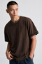 Men's striped crew neck t-shirt with cuffs - coffee - 2