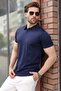 Navy Blue Regular Fit Polo Collar Knitwear Men's T-Shirt E7502 - 2