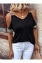 Women's Off-The-Shoulder V-Neck Strappy Viscose Blouse - 2