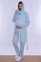 Effortt Maternity Pajama Set with Hijab, Comfortable Cut, Breastfeeding Feature, and Robe - Blue - 7