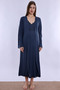 Soft Textured Adjustable Waist Elastic Maternity and Postpartum Set with Breastfeeding Feature Effortt - Navy Blue - 3