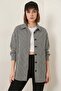 Women's Oversize Houndstooth Pattern Cotton Black and White Shirt
