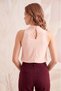 Blouse Powder Color Collar Buttoned Sleeveless Sandy Fabric Tank Top |   Women's Daily Casual - 3