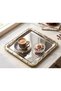 Stainless Steel Square 2-Piece Gold Patterned Tea and Coffee Tray Presentation - 2