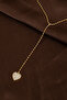 Stone Heart Figured Ball Chain Gold Y Necklace - 2