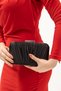 Women's Black Satin Pleated Evening Dress Wedding Bag - 5