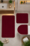 Mürdüm 3-Piece Large Size Bathroom Rug Mat Set Non-Slip Leather Based Washable Toilet Set Venisa