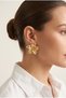 Elegant Brass Women's Earrings with Yellow Flower Motif - 2