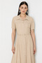 Belted Ornate Buttoned Midi Dress - 4