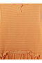 Orange Crew Neck Patterned Girl's Dress - 4