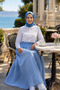 Women's Elastic Waist Strawberry Fabric Blue Skirt - 4