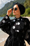 Chiffon Pareolu Adjustable Waist Hijab Swimsuit Polka Dot - 2