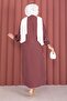 Striped Button-Down Shirt Tunic Burgundy - 4