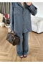 Anthracite Tencel Shirt Blouse Pants Set - 7310 - 2