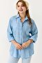 Women's Belted Comfortable Cut Shirt Blue