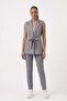 Women's open-sided tie-up double-breasted jacket / vest - grey