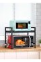SKY- TOUCH Extendable Microwave Oven Rack, 2 Tier Metal Microwave Shelf Stand, Desktop Printer Shelf Rack Adjustable Shelf Heavy Duty - 6