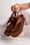 Women's Leather Dusty Patterned Ankle-Tie High Padded Sole Orthopedic Slippers Ald104 - 3