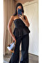 Black Balloon Blouse Shalwar Trousers Set - 7334 - 5