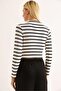 Women's Stripe Patterned Crop Blouse Black - 5