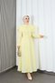 Belted Ruffle Detailed Hijab Terry Cotton Dress Yellow Hnt0314 - 3