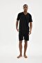 Kly 26219 Men's 100% Cotton V-Neck Half Sleeve Pocket Shorts Set - 4