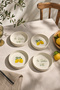 Vita Limon 4 Pieces 13 cm Handmade Ceramic Snack Bowl & Sauce Bowl Breakfast Serving Bowl - 2
