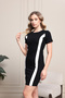 Serenity Women Short Sleeve Contrast Stripe Detail Slim Fit Mini Dress - 6
