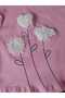 Heart Embroidered Branch Detailed Girls' Summer Set with Double Shorts - 3