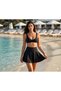 Black High-Waisted Scuba Fabric Sports Skort Beach Shorts