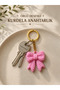 Knitted Patterned Ribbon Keychain 5X5 cm - Bioplastic, Gift - Color May Vary According to Your Preference.