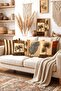African Elephant and Leaves Patterned 4-Piece Throw Pillow Cover Set - 2