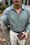 Yurin Men's Premium Muslin 100% Cotton Oversize Turquoise Long Sleeve Shirt - 4