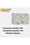 Modern Square Marble Table with Clear Acrylic Leg – Off White Terrazzo Top with Orange & Black Stone Details, 35x35x54 cm, ET034 - 2