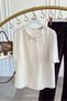 Blouse with Stone Collar and Window Detail on the Sleeves and Flounce on the Sleeves - 4