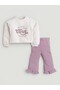 Girls “Do What You Love” Print Sweatshirt & Ruffle Hem Flared Treggings Set - 2