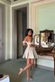 Beige Smetana Button Detailed Short Sleeve Stylish Mini Dress Ate-2162 - 4