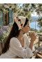 Handmade Cherry Patterned Mesh Knitted Bandana – Multi-Purpose Waist Scarf / Bohemian Crochet / Summer Accessory (145X35X35).