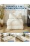Comfortable 3-in-1 Folding Sofa Bed for Living Room - Single Armchair Bed with Cushion, Reclining Mattress, Back Support, Floor Lounge, Beige - 7
