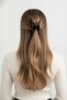 Black Shiny Plastic Hair Clip with Brown Detail and'Beautiful' Written on It - 2