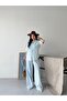 Women's Blue Shirt Wide Leg Denim Tencel Two-Piece Set - 5